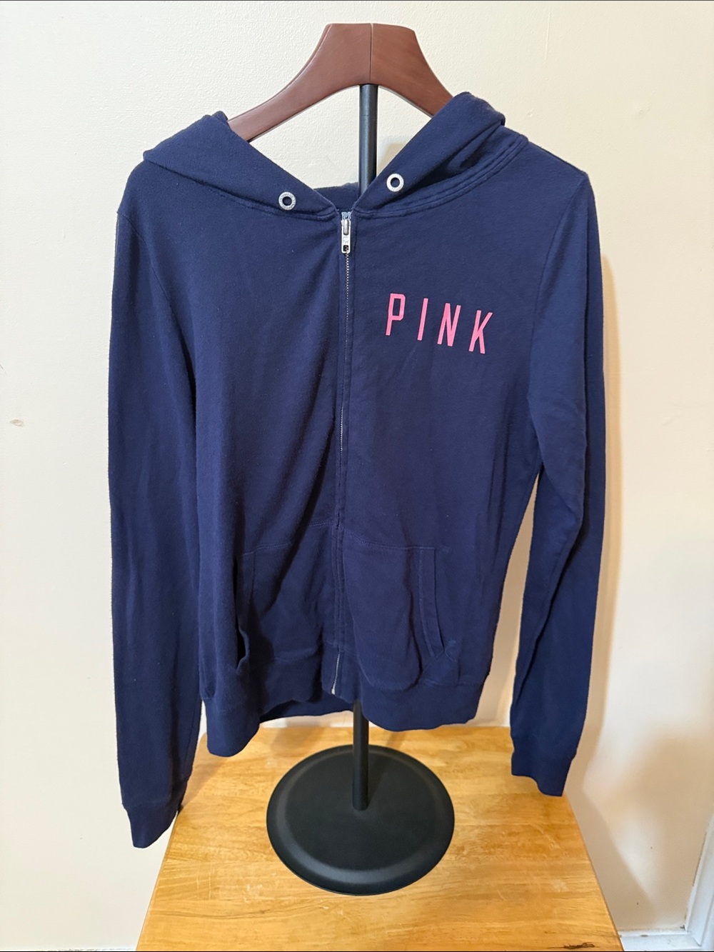 PINK Victoria's Secret Yankees Navy Hoodie with Pink Chest Logo